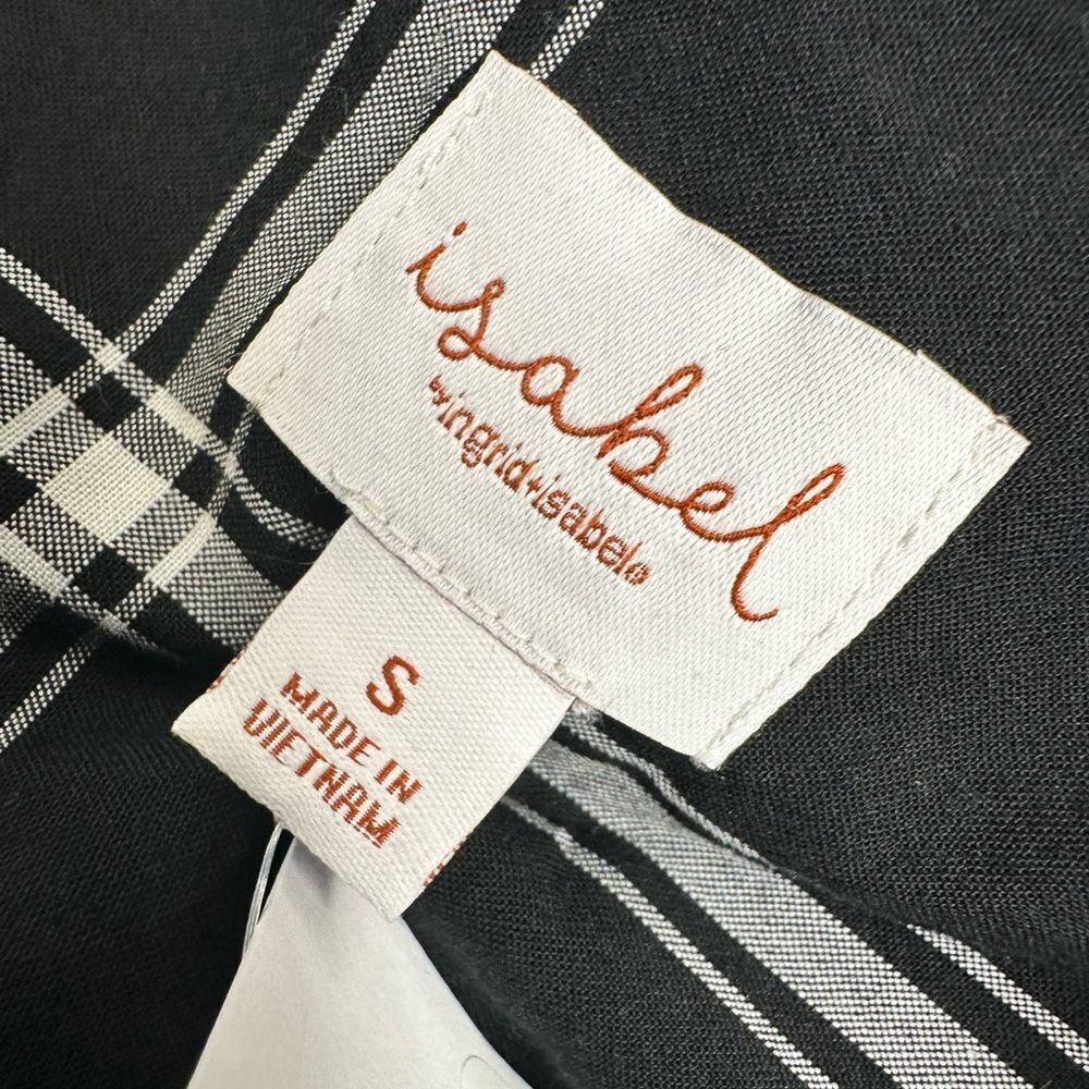 NWT Isabel Women’s Black White Plaid Button-Up Maternity Top Shirt Blouse Size S - Picture 3 of 5